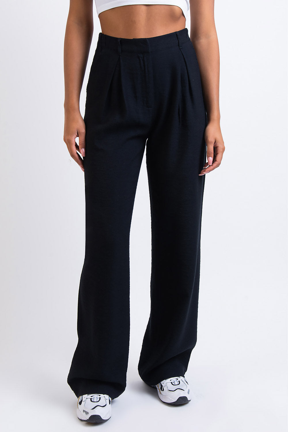 Sienna 01High Wide Suit Pants - Black
