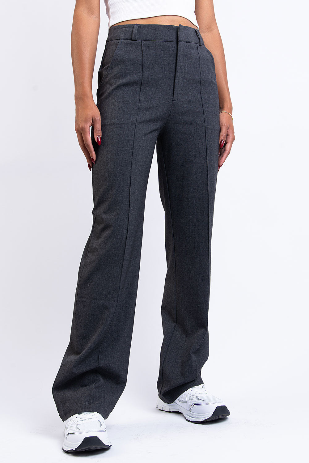 Nova 02High Straight Suit Pants - Dark Grey