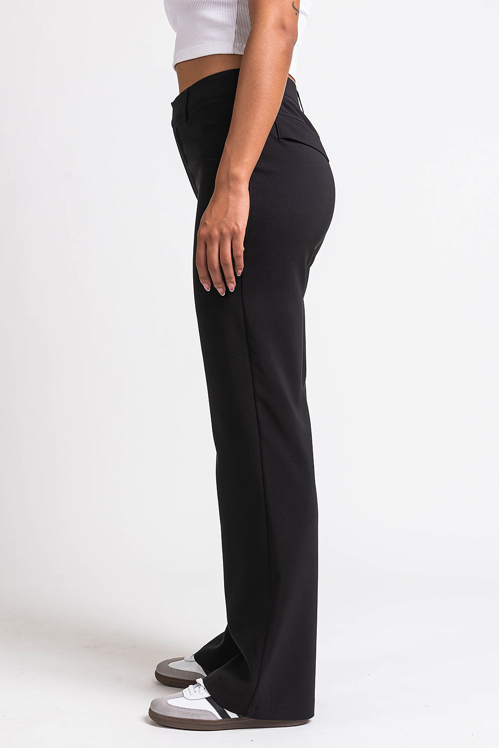 Drew 01High Straight Suit Pants - Black
