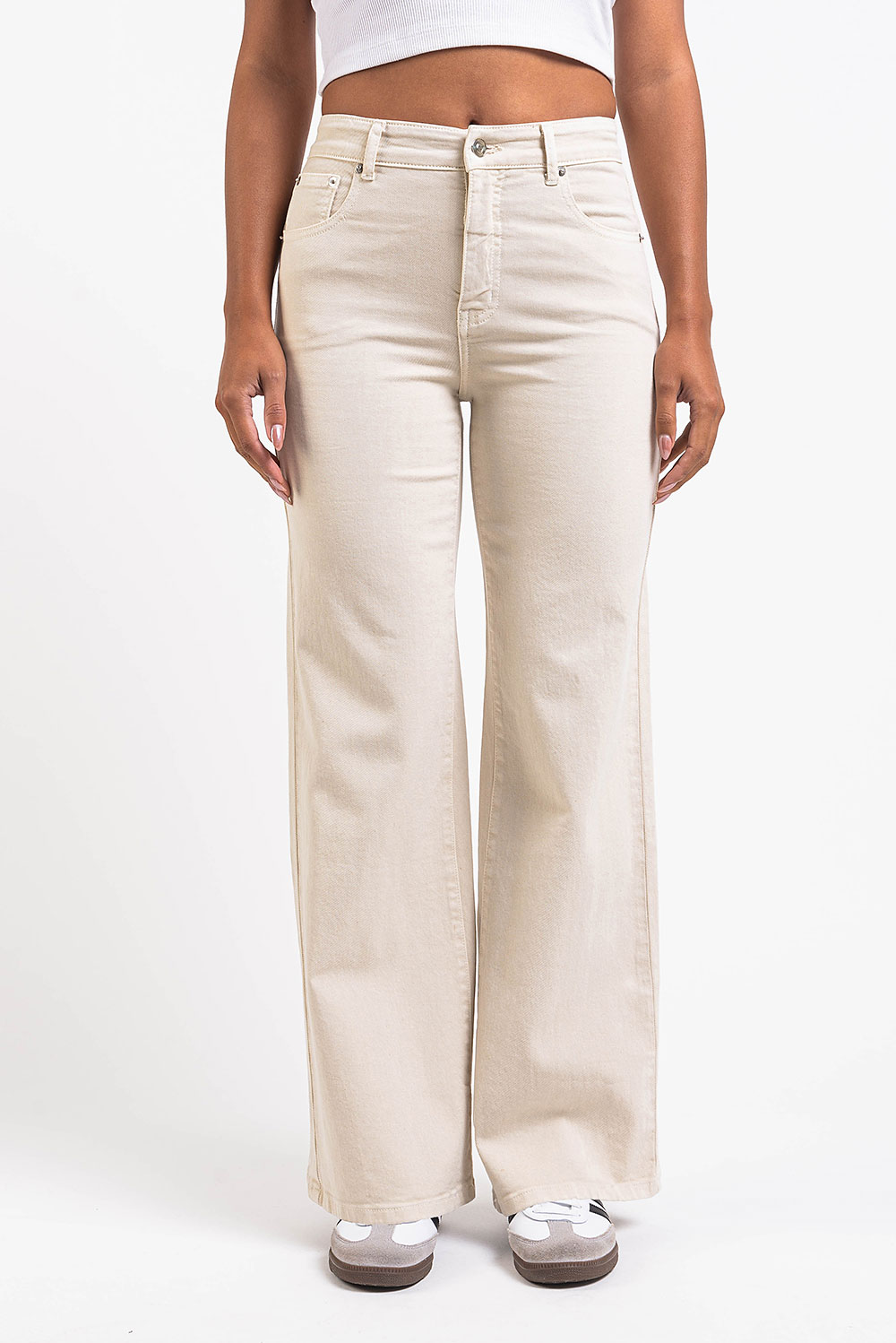 Disa 01High Straight Jeans - Beige