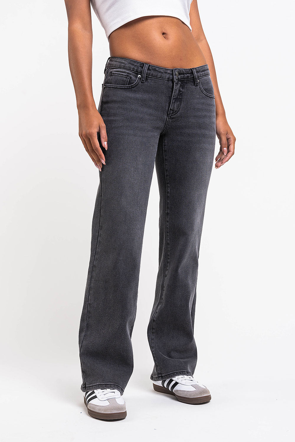 Dina 02Low Straight Jeans - Washed Black