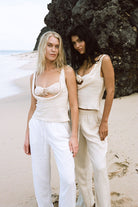 Mila 01Mid Straight Linen Pants - White