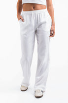 Mila 01Mid Straight Linen Pants - White