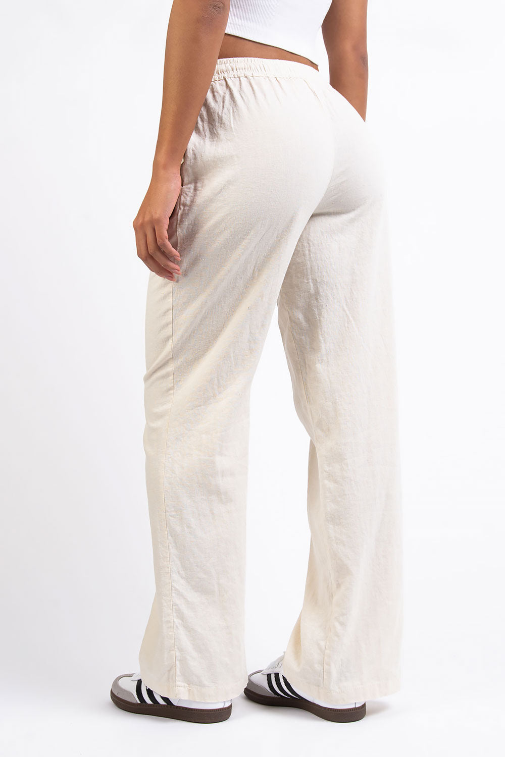Mila 01Mid Straight Linen Pants - Beige