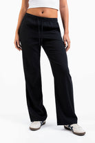 Mila 01Mid Straight Linen Pants - Black