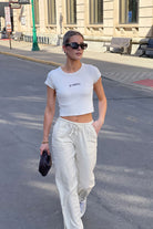 Mel 04Low Straight Linen Pants - Light Beige