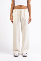 Mel 04Low Straight Linen Pants - Light Beige