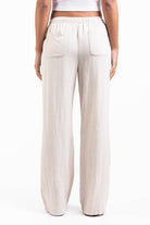 Mila 01High Straight Linen Pants - Beige