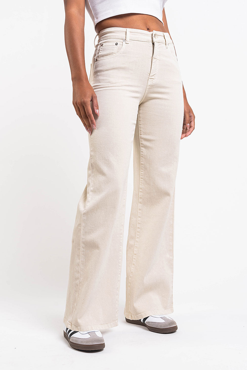 Disa 01High Straight Jeans - Beige