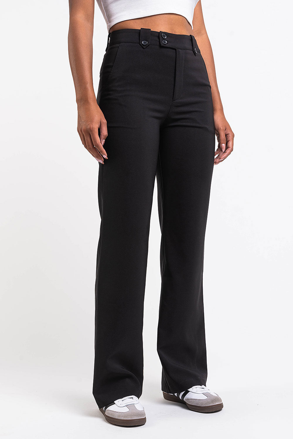 Bonnie 02High Straight Suit Pants - Black