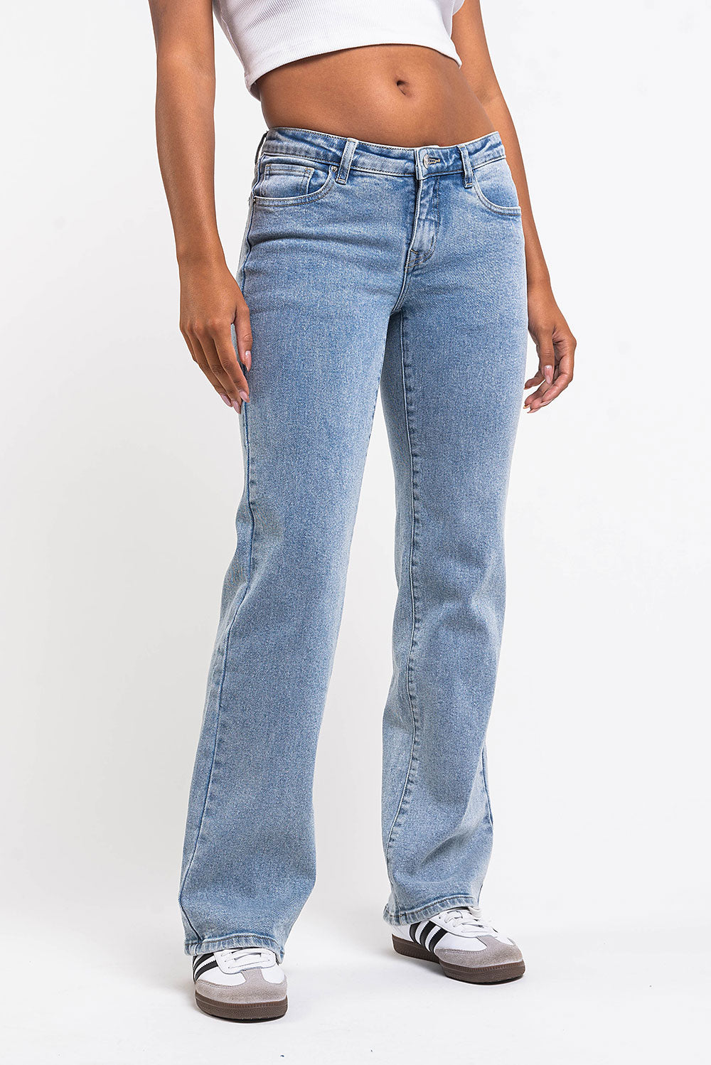 Dina 02Low Straight Jeans - Mid Blue