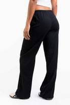 Mel 04Low Straight Linen Pants - Black