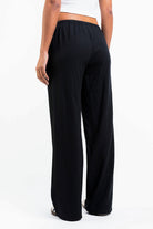 Mel 04Low Straight Linen Pants - Black
