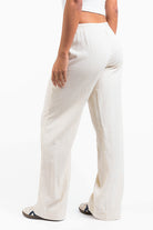 Mel 04Low Straight Linen Pants - Beige