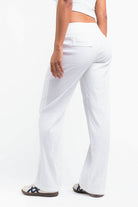 Mabel 02Low Straight Linen Pants - White