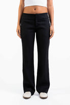 Mabel 02Low Straight Linen Pants - Black