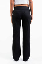 Mabel 02Low Straight Linen Pants - Black