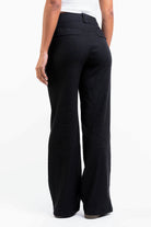 Bonnie 05High Straight Linen Pants - Black