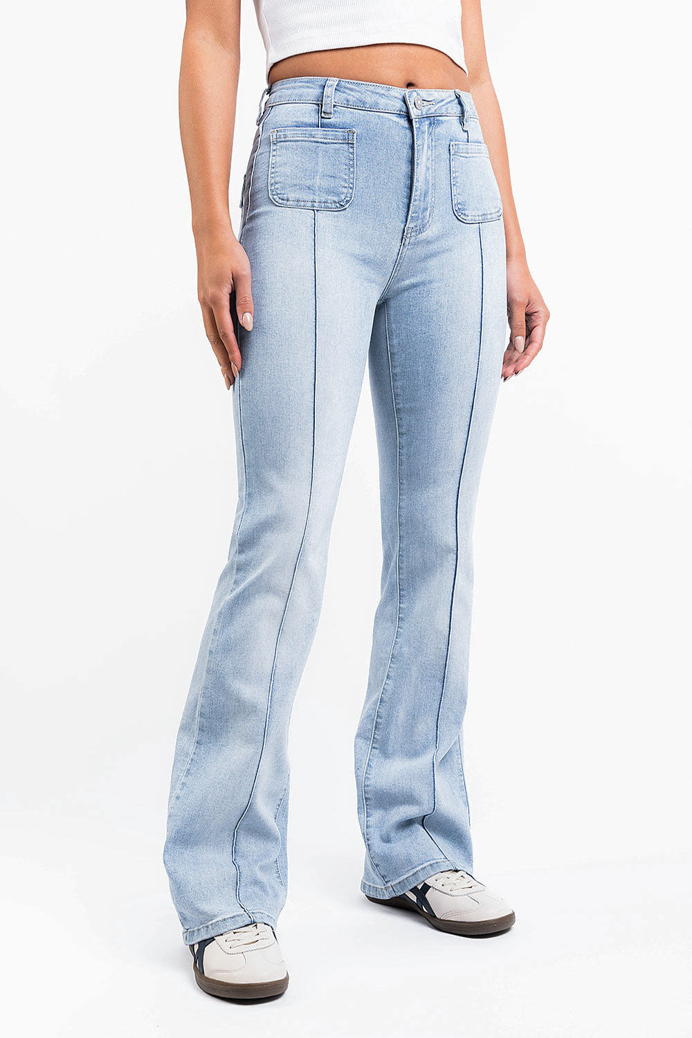 Claire 01High Bootcut Jeans - Bleach Blue