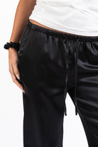 Mel 03Low Straight Satin Pants - Black