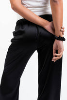 Mel 03Low Straight Satin Pants - Black