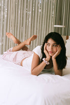 Mel 03Low Straight Satin Pants - Pink