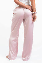 Mel 03Low Straight Satin Pants - Pink