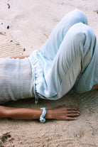 Mel 03Low Straight Satin Pants - Sky Blue