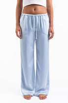 Mel 03Low Straight Satin Pants - Sky Blue