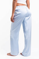 Mel 03Low Straight Satin Pants - Sky Blue