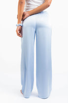 Mel 03Low Straight Satin Pants - Sky Blue