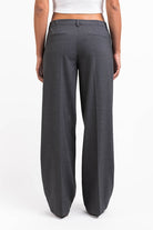 Thilde 01Low Wide Suit Pants - Dark Grey Melange