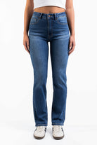 Ingrid 01High Straight Jeans - Mid Blue
