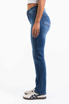 Ingrid 01High Straight Jeans - Mid Blue