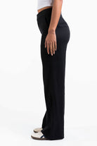 Edda 01High Straight Linen Pants - Black